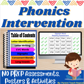Preview of NO PREP Phonics Reading Intervention Bundle | Assessments Back to School