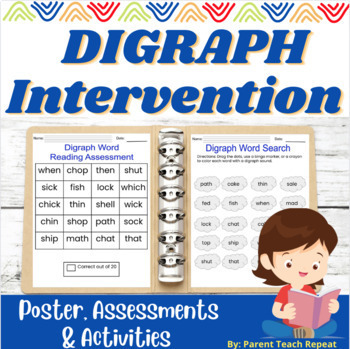 Preview of NO PREP Phonics Reading Intervention| Digraphs | Assessments Poster