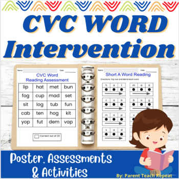 Preview of NO PREP Phonics Reading Intervention| Short Vowels CVC | Assessment Data