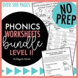 NO PREP Phonics Worksheets Complete Word Work BUNDLE Level