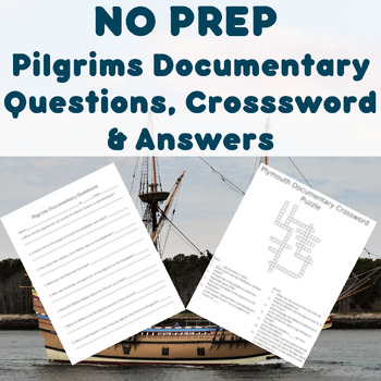 Preview of NO PREP - Pilgrims Documentary Questions, Crossword, and Answers