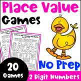 NO PREP Place Value Games for 2 Digit Numbers: Tens and On