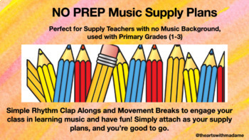 Preview of NO PREP Primary Music Supply Plans- Perfect for Generalist Music Teachers 