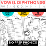NO PREP Vowel Diphthongs Worksheets Phonics BUNDLE AW AU O