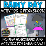 NO PREP Rainy Day Worksheets & Activities | Printables