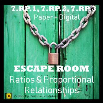 Preview of ⭐NO PREP Ratios & Proportional Relationships Escape Room {7th Grade Math}⭐