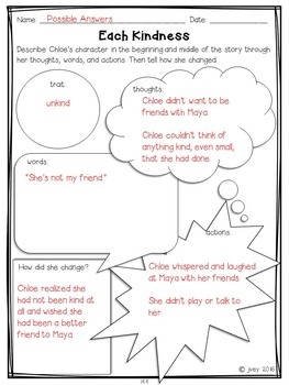 Reading And Writing Activities for Each Kindness Mentor Text by ideas ...