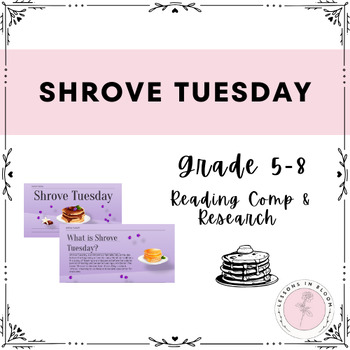 Preview of NO-PREP SHROVE TUESDAY/PANCAKE TUESDAY READING COMP AND RESEARCH TASK