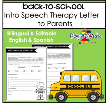 Preview of Back to School Editable Speech Therapy Letter to Parents | Bilingual