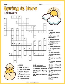 SPRING VOCABULARY Crossword Puzzle Worksheet Activity 3rd 4th 5th