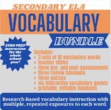 NO PREP Secondary ELA Vocabulary games, assignments, revie