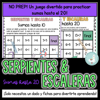 NO PREP! Serpientes y Escaleras-Sumas 20 by La Llama