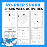 NO PREP Shark Week Activities Coloring, Word Search, Mazes