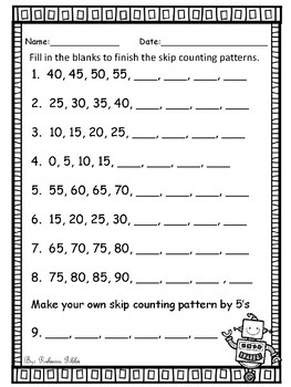 NO PREP Skip Counting Worksheets to 1000 - Forwards and Backwards by 5's