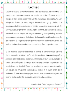 NO PREP - Spanish Close reading and Grammar Assessment {Viaje a la ...