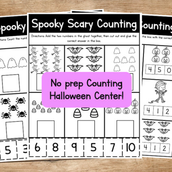 Preview of NO PREP Spooky Scary Counting! Kindergarten VPK 1st Grade Halloween Center