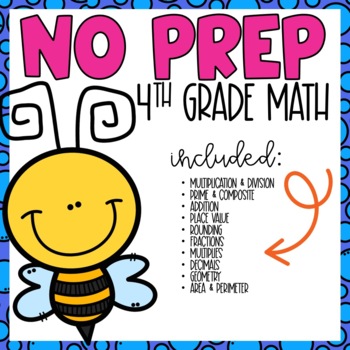 Preview of NO PREP Spring Math Worksheets for 4th Grade