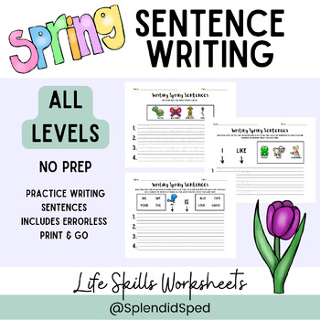 Preview of NO PREP: Spring Sentence Writing & Building - Life Skills Special Education