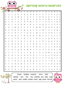 Spring Word Search Activity By Smiles For Second Grade Tpt