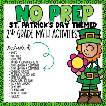Preview of NO PREP St. Patrick's Day Math Worksheets for 2nd Grade