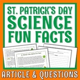 NO PREP St Patrick's Day Science Fun Facts Reading Article
