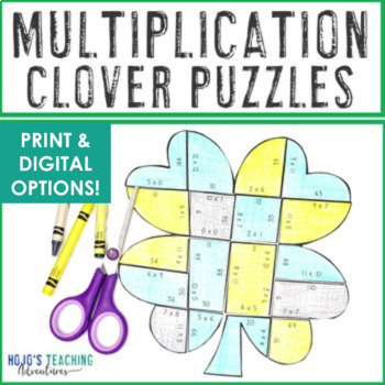 Preview of MULTIPLICATION Clover St Patricks Day Math Craft Activity: St Pattys Shamrock