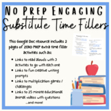 NO PREP Substitute Time Filler Activities | Emergency Sub 