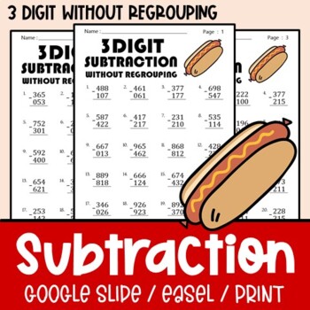 Preview of NO PREP! Subtraction Fact Fluency | 3 Digit Subtraction Without Regrouping