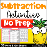 NO PREP Subtraction Worksheets - Fun Math Fact Practice fo