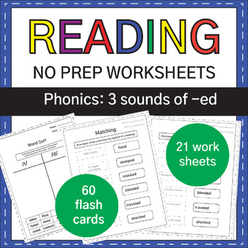 Preview of NO PREP Suffix -ed : Phonics Worksheets & Decodable Passage