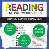 NO PREP Suffixes - tion - sion : Phonics Worksheets & Deco