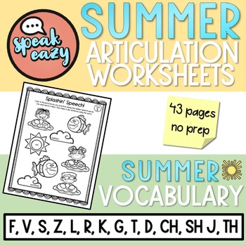 Preview of NO PREP Summer Articulation Homework Packet