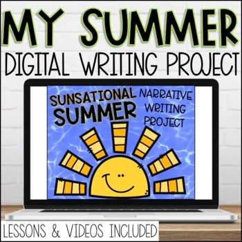 Preview of Digital Summer Google Slides Narrative Writing Prompt with Videos