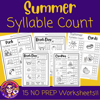 Preview of NO PREP Summer Syllable Count | BUNDLE | End of Year Activities