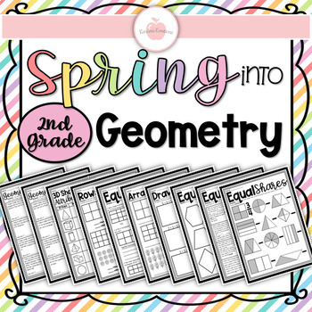 Preview of (((10 PAGES))) NO PREP TEST PREP! Spring into 2nd Grade Geometry Bundle