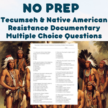 Preview of NO PREP - Tecumseh Documentary Multiple Choice Questions