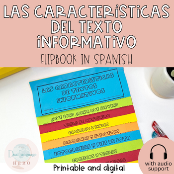 Preview of Text features notes in Spanish - Las características del texto - w/audio support