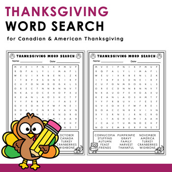 NO PREP Thanksgiving Word Search by The Contented Teacher | TPT