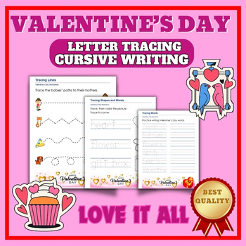 Preview of NO PREP VALENTINE'S DAY Cursive Handwriting | VALENTINE'S DAY Letter Tracing