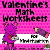 NO PREP Valentine's Math Worksheets for Kindergarten