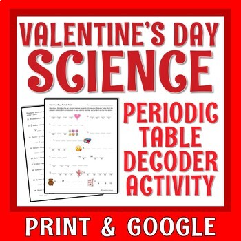 Preview of NO PREP Valentines Day Science Activity Periodic Table Worksheet