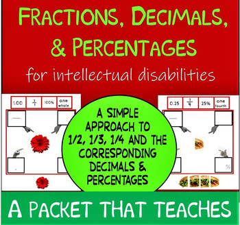 Preview of NO PREP Visual Fractions, Decimals & Percents for Intellectual Disabilities