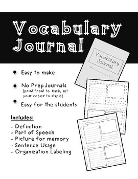 Preview of NO PREP Vocabulary Journal Booklet