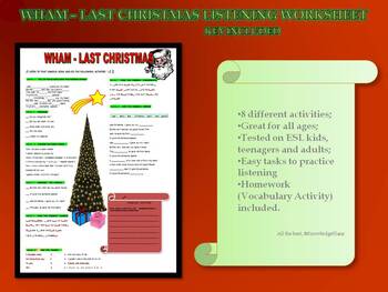 Preview of NO PREP! WHAM - LAST CHRISTMAS LISTENING ACTIVITY. CHRISTMAS/THANKSGIVING