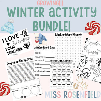 Preview of NO PREP Winter Activity Bundle! All subjects | Holidays Too! | Upper Elementary