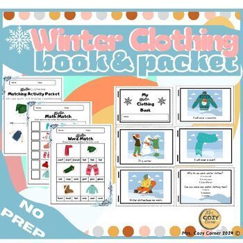 Preview of NO PREP Winter Clothing Activity Packet & Companion Book