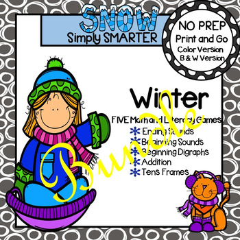 Preview of NO PREP Winter Themed Math and Literacy Games Bundle