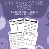 NO PREP Word Work Long Vowel Silent E (Aligned with 95% Scope)