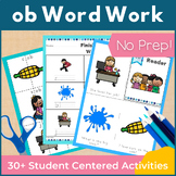 ob Word Family Word Work and Activities - Short O Word Work