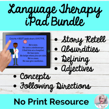 Preview of No Print Speech Therapy iPad Bundle Elementary Language